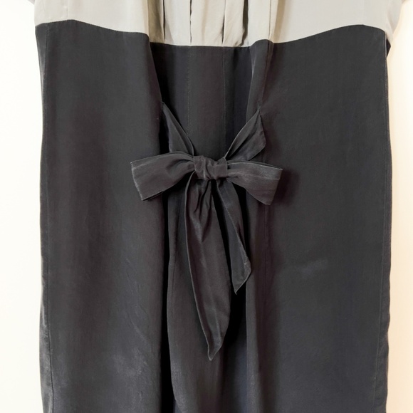 Planet 100% Silk Colour Block Pleated Midi Dress Size 10 - Tie Belt Cap Sleeves - Picture 5 of 14